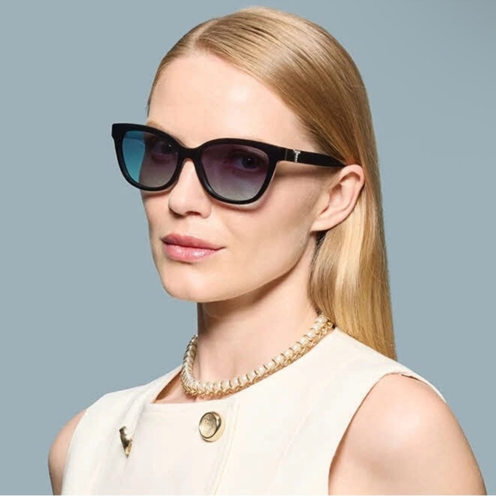 Tiffany & Co Cat Eye Sunglasses Black Blue Gradient NEW Full Set w/ Box Case